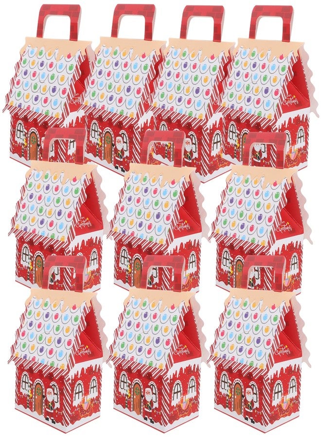 JECOMPRIS Christmas Candy Boxes 10-Pack 4.84 Inch Red House Shaped Treat Boxes with Handles for Xmas Party Favors and Snack Packaging - Image 1